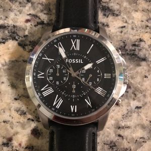Fossil Grant Chronograph Black Leather Watch